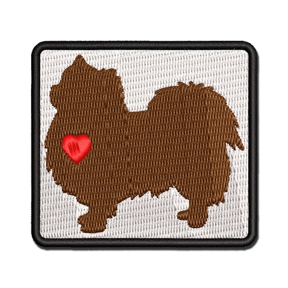 Long Coat Chihuahua Dog with Heart Applique Multi-Color Embroidered Hook & Loop Patch - 2.5 Inch Small