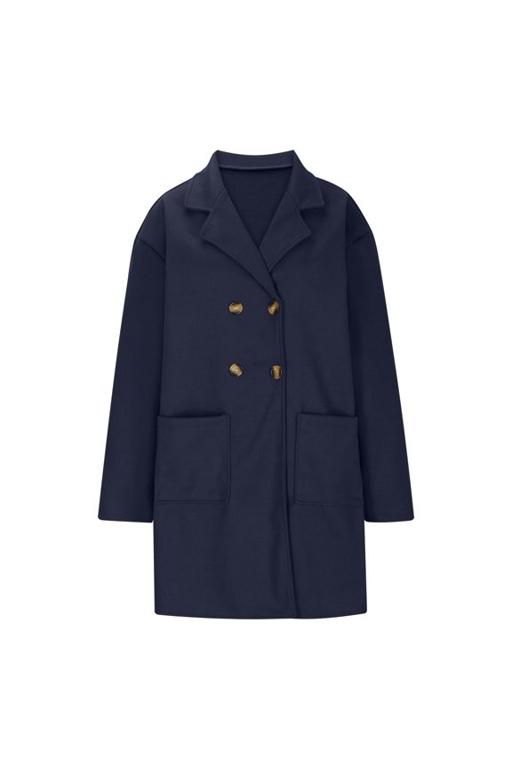 Long Coat Fall Winter Women Woolen Jacket Thick Loose Turn-down Collar Ol Commuting Jacket Single-breasted Mid Length Korean Style Overcoat Outerwear