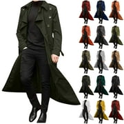 Long Coat Men,2024 Winter Mens Coats and Jackets Long-Sleeve Luxury Full Length Trench Coat Solid Color Bussiness Overcoat Autumn Jackets for Men Casual Loose Slim Fit Fashion Coats