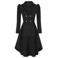 Long Coats For Women HighLow Hem Coat Steampunk Long Puff Sleeve Stand