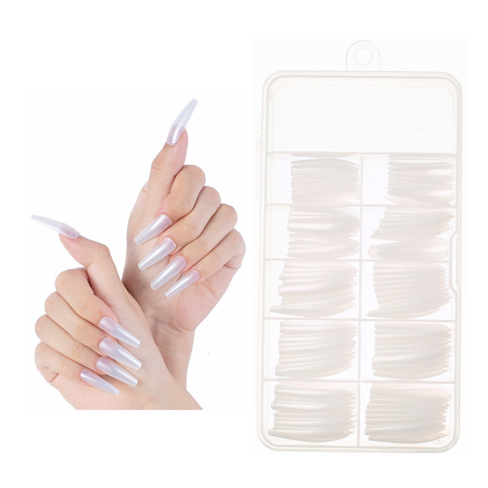 Long Countertop Design Long Coffin Acrylic Nails Full Cover Ballerina Tips for Elegant and ...