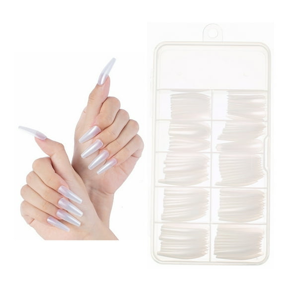 Long Coffin Acrylic Nails Full Cover Ballerina Tips for Elegant and Manicure Designs
