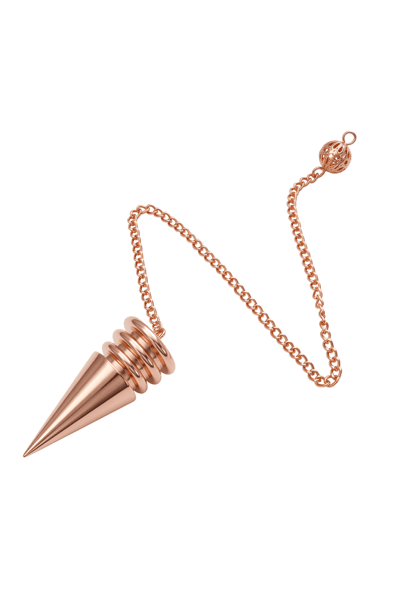 Long Cone Point 3 Ring Openable Copper Metal Pendulum. Pendulum For Divination Dowsing Reiki Meditation