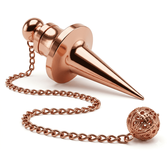 Long Cone Point Copper Metal Openable Disc Pendulum. Pendulum For Dowsing & Divination.