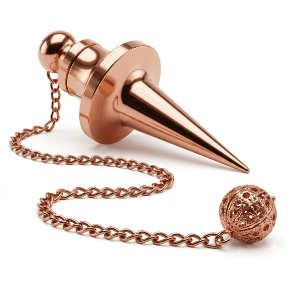 Long Cone Point Copper Metal Openable Disc Pendulum. Pendulum For Dowsing & Divination.
