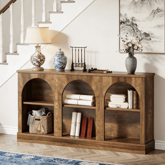 Long Console Table with 1.18" Thick MDF Top Waterproof Scratch Resistant Entryway Table for Foyer Hallway Living Room