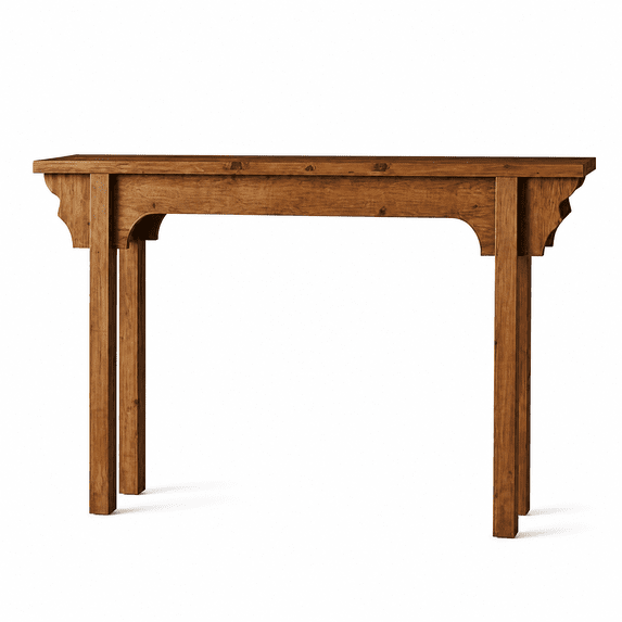 Long Console Table with Wood Top and Carved Edge, Narrow Sofa Table Entryway Table for Living Room Hallway, Rustic Traditional Style Furniture