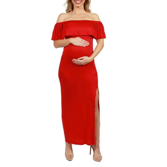 Long Cool Woman Off the Shoulder Maternity Dress