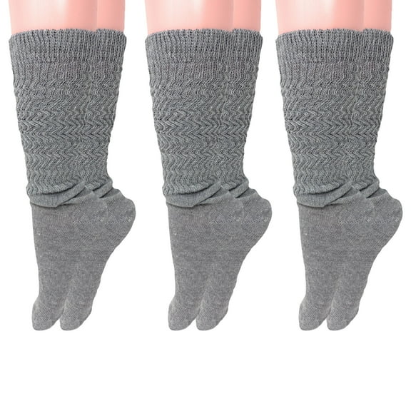 Long Cotton Lightweight Slouch Socks 3 PAIRS Gray Boot Socks Size 9-11