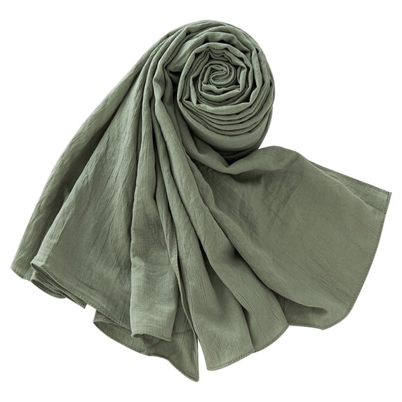 Long Cotton Scarf for Women, Lightweight Thin Neck Scarf, Shawl Wrap for Spring Summer Fall, Soft Fashion Accessory for Travel, Office, Party, Daily Wear, Elegant Style Green
