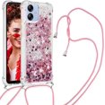 thumbnail image 1 of Long Crossbody Lanyard Clear Case for Samsung Galaxy A04E with Adjustable Neck Strap, Glitter Sparkly Bling Quicksand Phone Cover Cases for Samsung Galaxy A03 / A04E / M04 /F04 QKG Rose Gold, 1 of 14