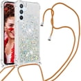 thumbnail image 1 of Long Crossbody Lanyard Clear Case for Samsung Galaxy A14 with Adjustable Neck Strap, Glitter Sparkly Bling Quicksand Phone Cover Cases for Samsung Galaxy A14 4G/ 5G QKG Silver, 1 of 14