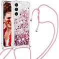 thumbnail image 1 of Long Crossbody Lanyard Clear Case for Samsung Galaxy S23 5G with Adjustable Neck Strap, Glitter Sparkly Bling Quicksand Phone Cover Cases for Samsung Galaxy S23 5G QKG Rose Gold, 1 of 14