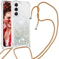 thumbnail image 1 of Long Crossbody Lanyard Clear Case for Samsung Galaxy S23+ Plus with Adjustable Neck Strap, Glitter Sparkly Bling Quicksand Phone Cover Cases for Samsung Galaxy S23 Plus Rose Gold QKG Silver, 1 of 14