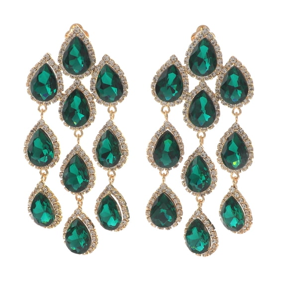 Long Crystal Clip-On Earrings