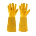 thumbnail image 1 of AIWOGLO Women's Long Leather Gardening Gloves, Floral Cowhide Thorn Proof Garden Gloves with Extended Gauntlet Cuff for Yard Work Rose Pruning, 1 of 8