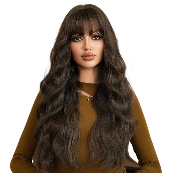 Long Curly Big Wave Wig for Women - 75cm Brown Water Ripple Hairstyle