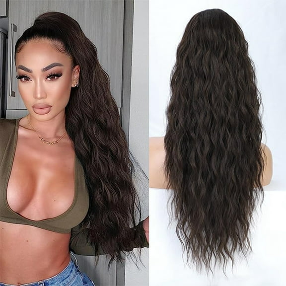 Long Curly Deep Synthetic Lace Front Wig T Part Heat Glueless Wigs For Women Daily Party Use