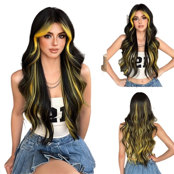 Long Curly Hair Wig Full Head Cover For Women, Big Wave Dyed Wig, Natural Daily Wear