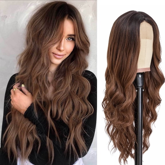 Long Curly Human Hair Wigs for Women Elegant Party Carnival Accessory 28 Inch Length