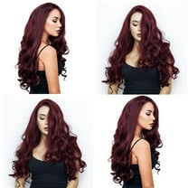 Long Curly Synthetic Wig for Women Natural Looking Red Wavy Full Hair
