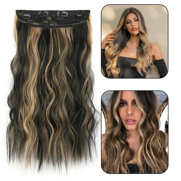 Long Curly Synthetic Wig for Women Highlight Dyed Hair Elastic Fishing Line Natural Look Traceless Design