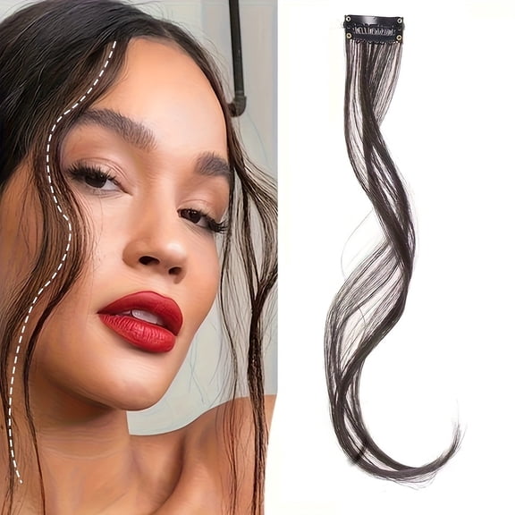 Long Curly Wavy Synthetic Clip-In Beard with Side Bangs for Everyday Use