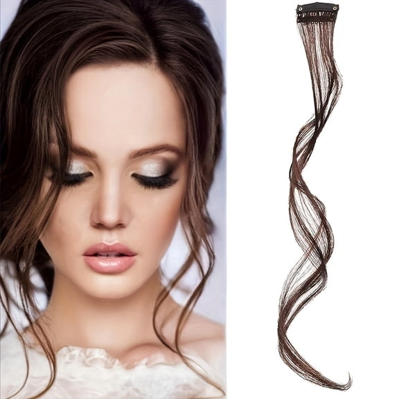 Long Curly Wavy Synthetic Clip-In Beard with Side Bangs for Everyday Use