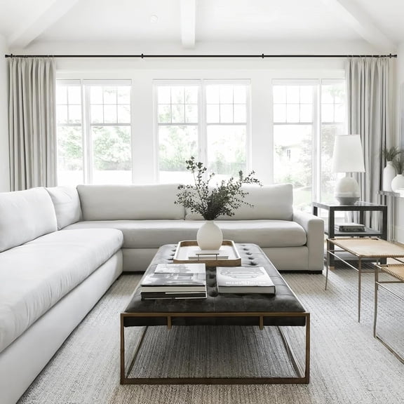 Long Curtain Rods 120 to 170 Inches - Heavy Duty Adjustable Drapery Rod for Wide Windows, Sliding Doors, Patios, 1 Inch All Metal, 4 Brackets, Ceiling & Wall Mount, Black