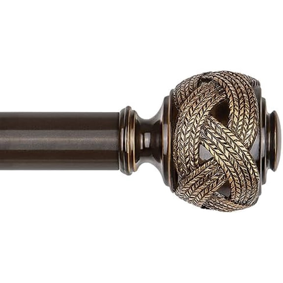 Long Curtain Rods for Windows 72 to 144 Inch,  7/8 Inch Heavy Duty Curtain Rod, Telescoping Splicing Bronze Drapery Rods with Leaf Finials