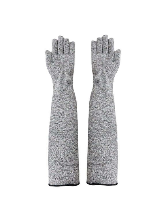 Long Cut Sleeve Guards With Glove Attached 30cm Arm Cover & Anti Gloves For Industrial Gardening & Pet Handling Work Gloves,Cut-resistant and Bite-resistant Gloves for Arm Work Protection,Grey