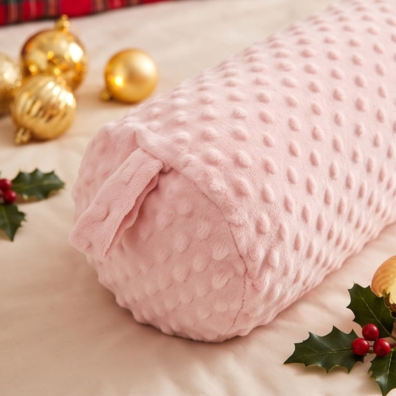 Long Cylindrical Form Pillow for Side Sleepers with Soft Minky Dot Cover, Bolster Cushion for Leg Knee and Back Support, Versatile Bed Rest Pillow for Adults