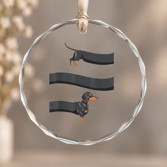 Long Dachshund Wiener Dog Cartoon Art Ornament, Hanging Decor, Circle ...