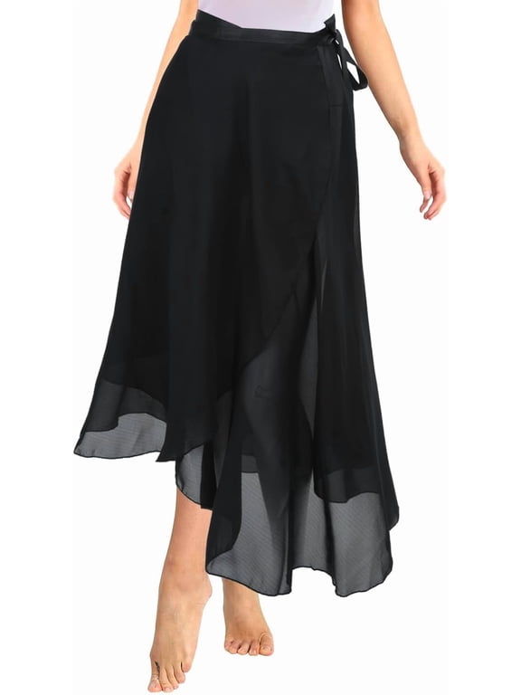 Long Dance Wrap Skirt Women Ladies Long Sheer Dance Skirts Ballet Wrap Skirt Chiffon Skirt with Adjustable Belt