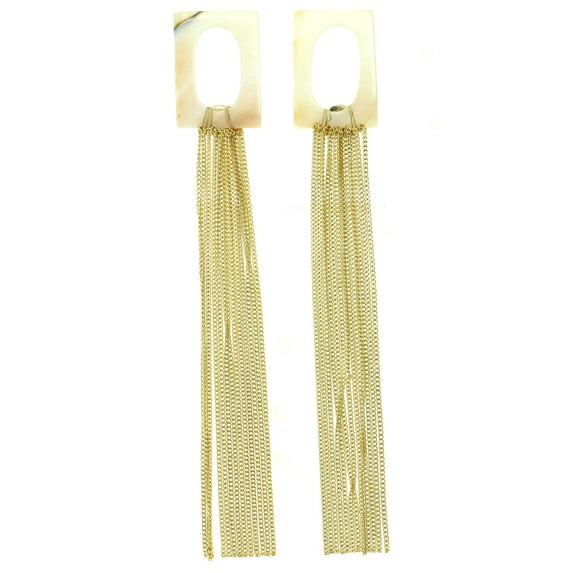 Long Dangle Earrings With Chain Tassel Accents Gold-Tone