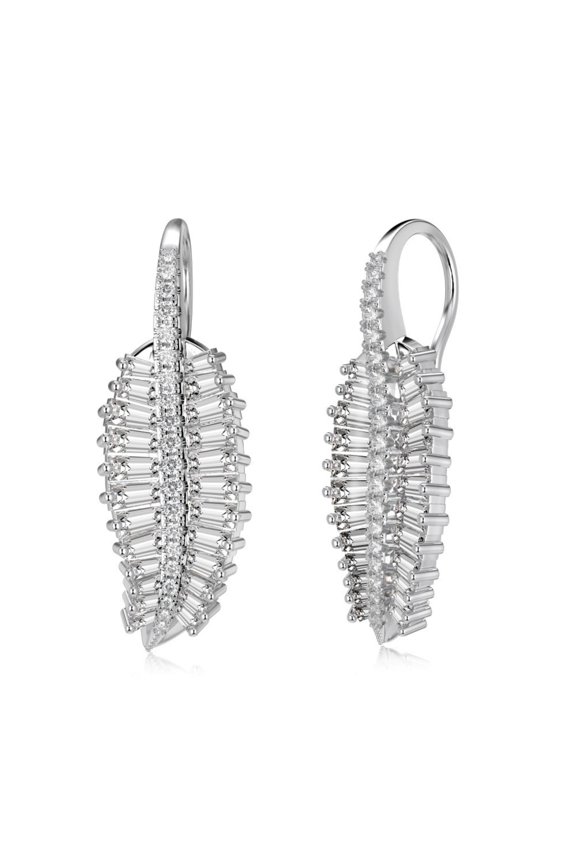 Long Dangle Earrings for Women 5A CZ Clear Gold Drop Earrings Hypoallergenic Comfy 925 Sterling Silver Leaf Statement Earrings for Wedding Engagement Anniversary