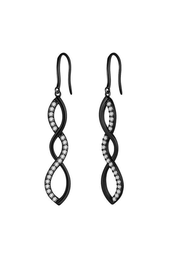 Long Dangle Earrings Women 925 Sterling Silver Hook Hanging Drop Earring Black Jewelry Mother Wife Christmas Valentine's Day Gift for Her