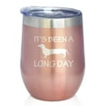 thumbnail image 1 of Long Day - Insulated Wine Tumbler with Sliding Lid - Funny Dachshund Gifts - Rose Gold 12oz, 1 of 3
