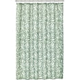 thumbnail image 1 of Long Decorative Leaf Print - Easy Care Fabric Shower Curtain with Reinforced Buttonholes, for Bathroom Showers, Stalls and Bathtubs, Machine Washable - 72" x 84" - White/Green, 1 of 6