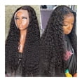 thumbnail image 1 of Long Deep Wave Lace Wig HD Transparent Lace Frontal Wig Human Hair Wig 180% Brazilian Remy Hair Wave Curly Lace Wig with Baby Hair for Black Women, 1 of 6