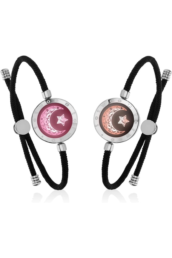 Long Distance Bracelets for Couples, Light & Vibration Love , Long Distance Valentines Day Gifts for Him Her Women Men, -to- Pairing via App