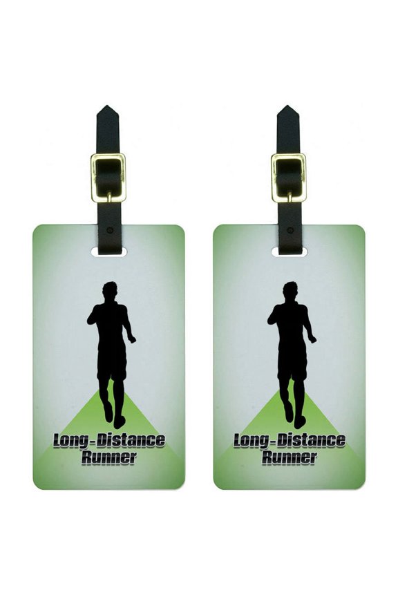 Long-Distance Cross Country Running Runner Man Luggage Tags ID, Set of 2