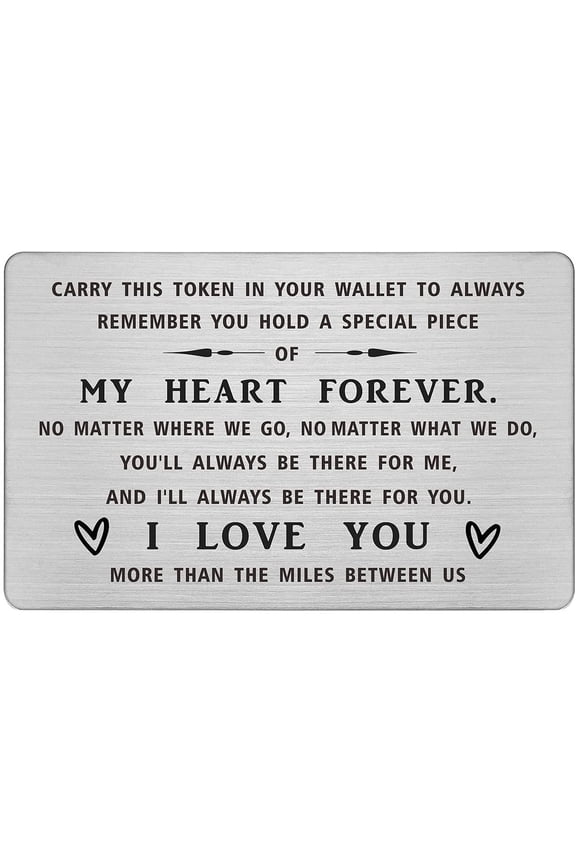 Long Distance Love Wallet Card - I Love You More Than The Miles Between Us - Small Meaningful Gifts for Him