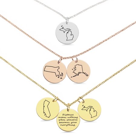 Long Distance Necklace – Friendship Necklace, Best Friend Gift, Moving Away Gift for Sister, State Necklace, Long Distance Gift for Her