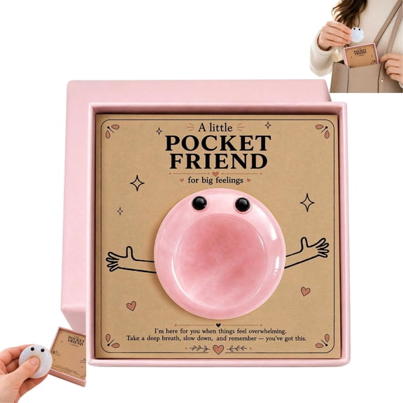 Long Distance Pocket Hug Gift Worry Stone, Emotional Encouragement Comfort Stone with Decor Card & Box, Anxiety Relief Present for Women Kids Colleagues