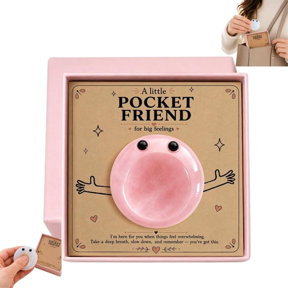 Long Distance Pocket Hug Gift Worry Stone, Emotional Encouragement Comfort Stone with Decor Card & Box, Anxiety Relief Present for Women Kids Colleagues
