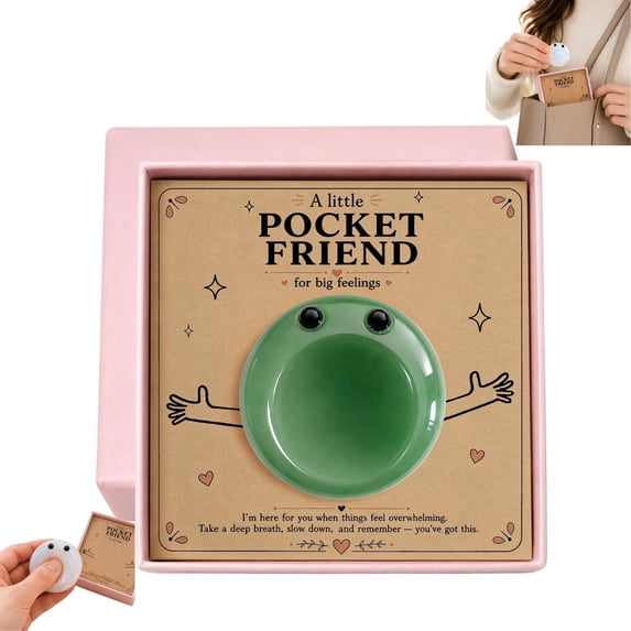 Long Distance Pocket Hug Gift Worry Stone, Emotional Encouragement Comfort Stone with Decor Card & Box, Anxiety Relief Present for Women Kids Colleagues