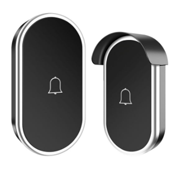Long Distance Through the Wall Intelligent Electronic Wireless Doorbell Home Pager Mini Doorbell Black+Silver US Plug