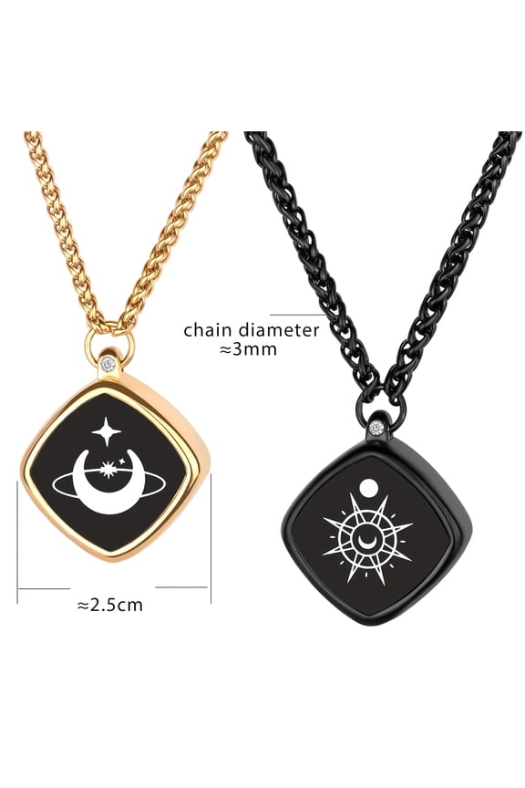 Long Distance Touch Couple Necklaces - Vibration & Light-Up Smart Matching Set, Sunflower Symbol, Ideal Xmas Gift for Lovers/Family