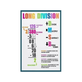 Long Division DMSB Poster Elementary Math Chart for Homeschool 3rd 4th Grade Guided Math Intervention Study Room Wall Decor
